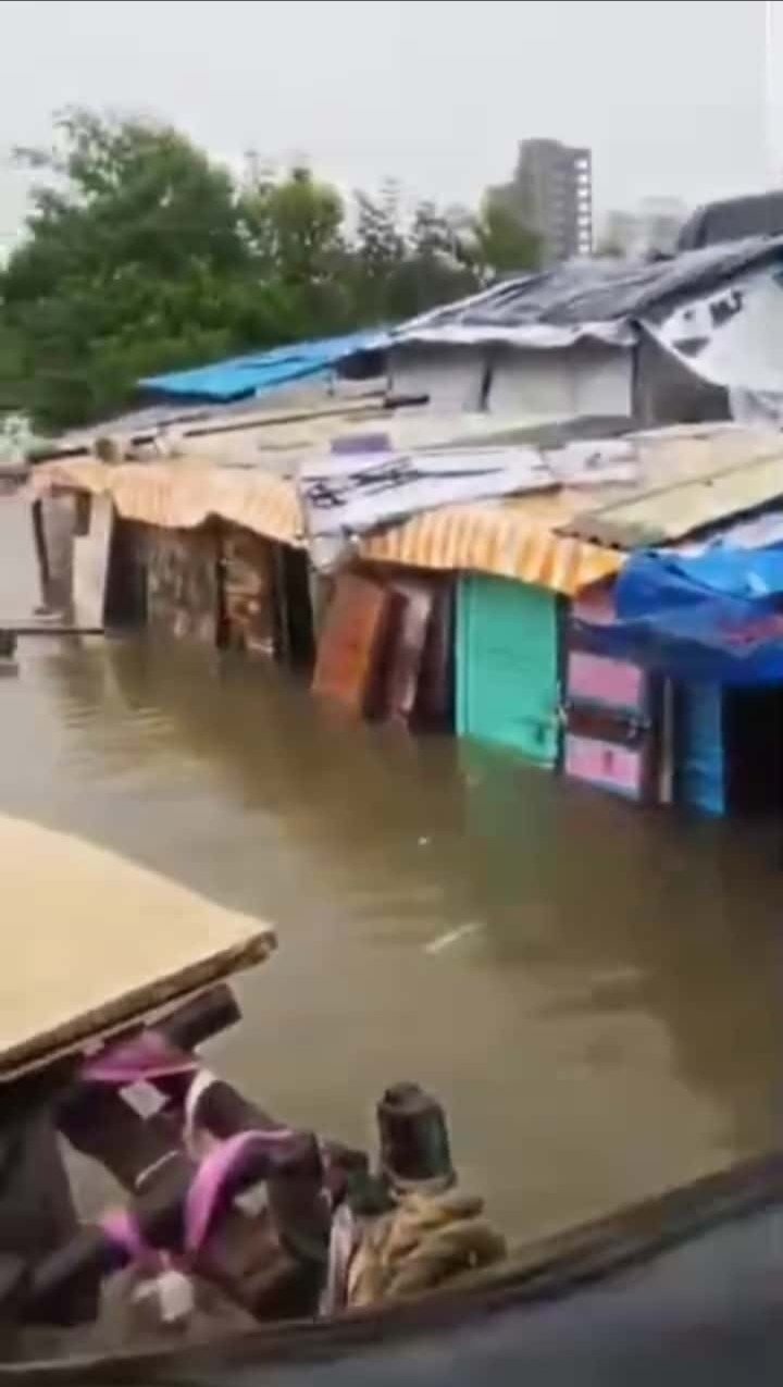 Waterlogged Havoc: Beneficiary Shelters Submerged in Mumbai Monsoon Floods
